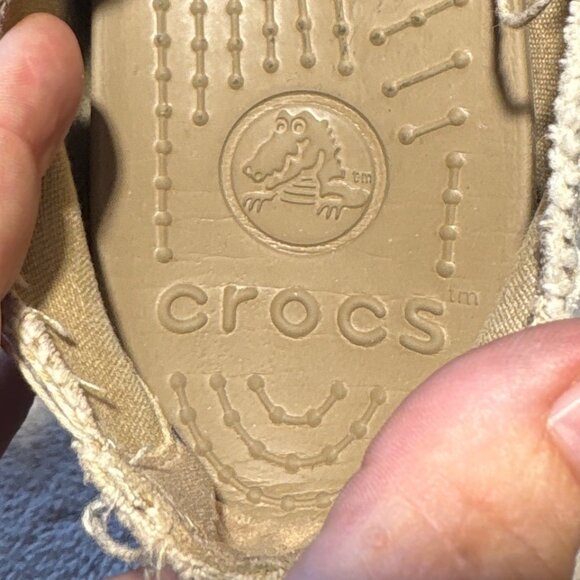 Mens Crocs Santa Cruz Loafers Frayed Canvas Slip-On Shoes Beige Size 10 - Picture 9 of 13